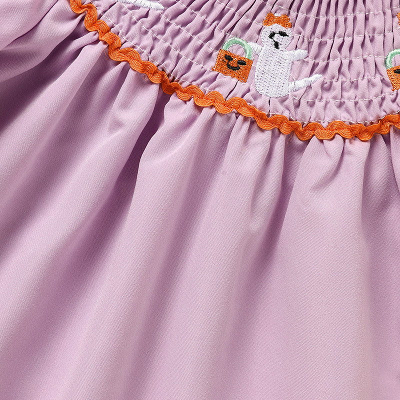 Infant Baby Girl Halloween Dress 🎃 Ghost Embroidery Outfit + Matching Headband