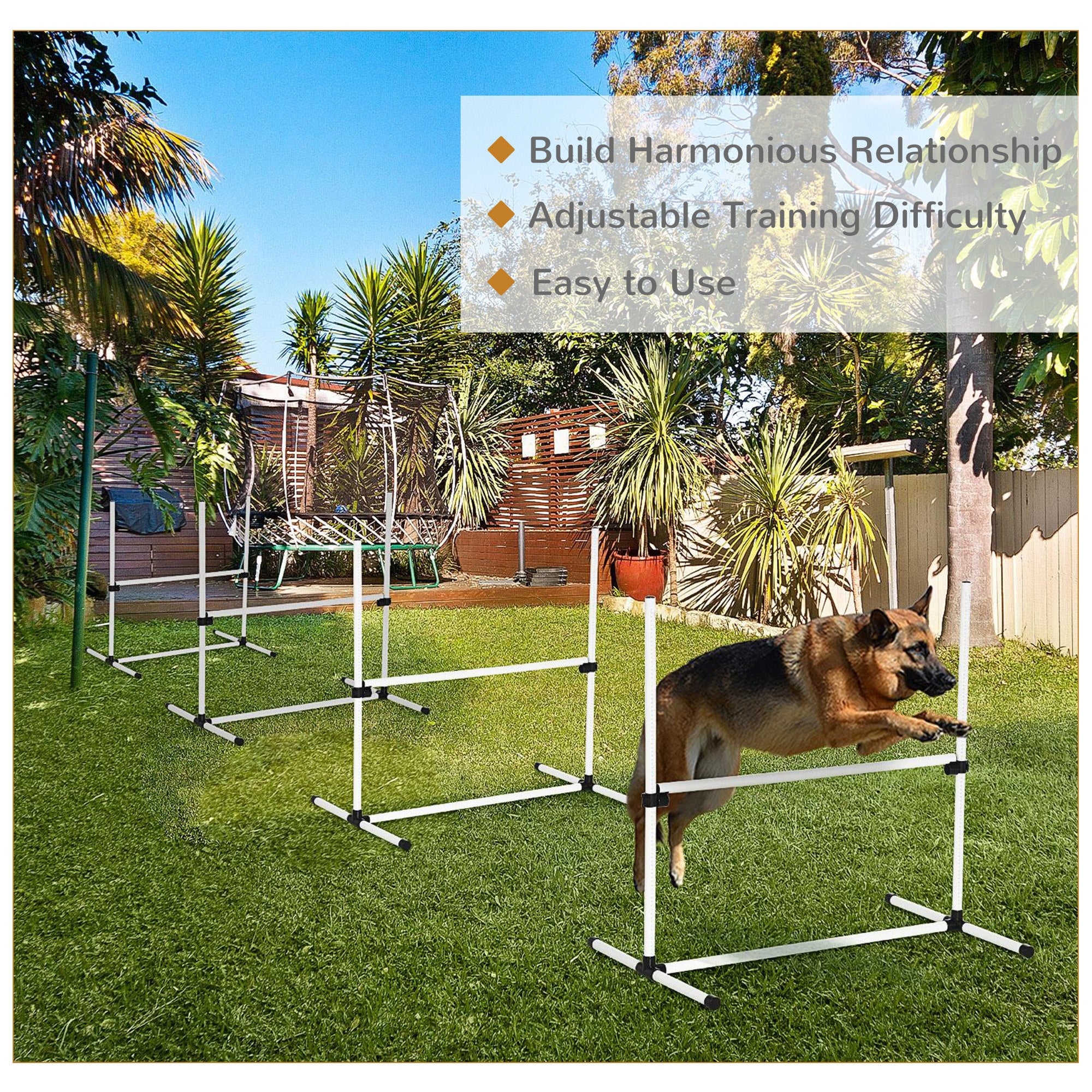 4-Piece Dog Agility Training Equipment – Height Adjustable Jumping Poles for Outdoor Exercise & Obedience Training