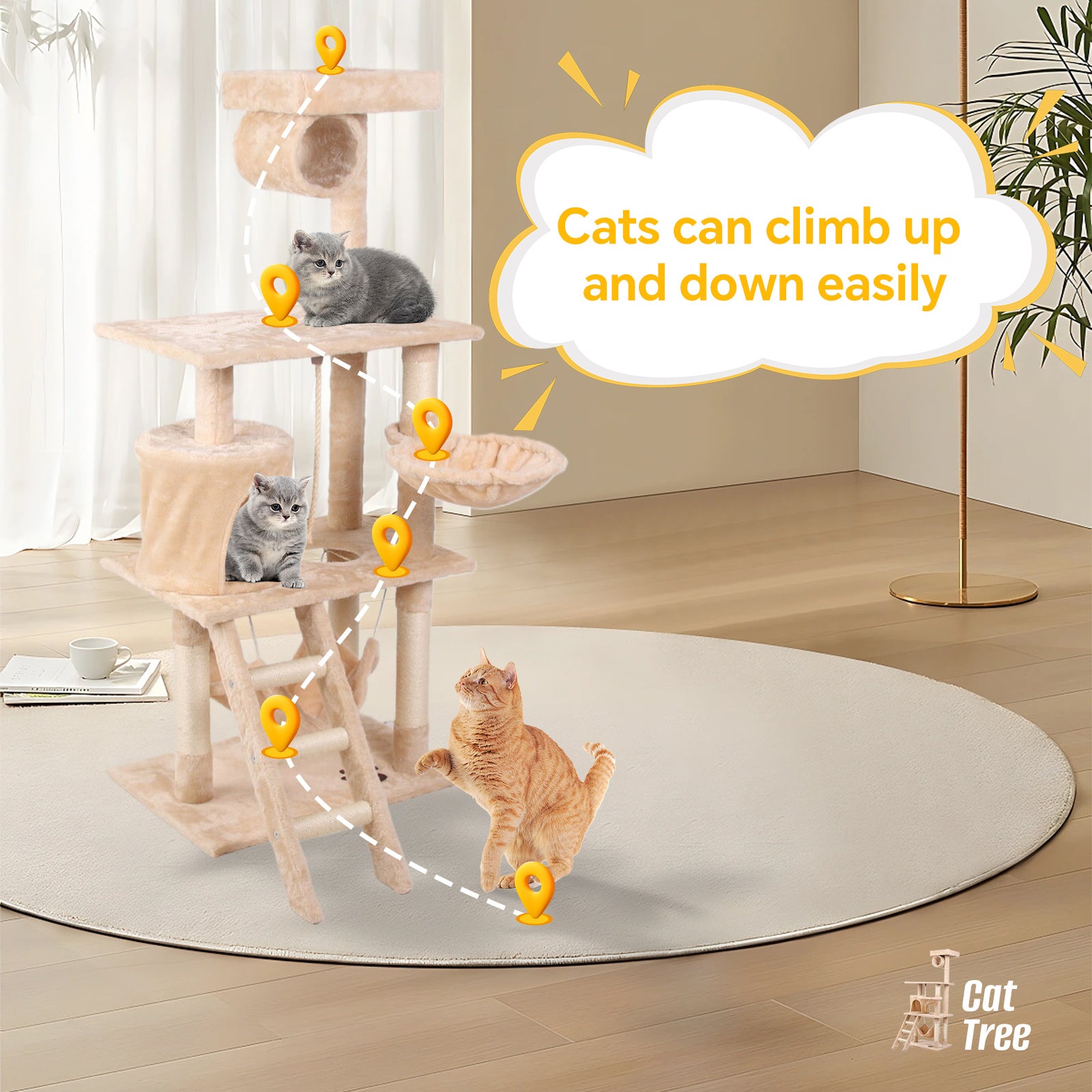 Cat Climbing Frame – Multi-Level Cat Tree Tower with Platforms, Scratching Posts & Cozy Resting Spots for Indoor Cats