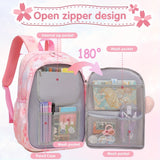 Hello Kitty Student Backpack Set – Pink Large Capacity Backpack, Pendant & 2 Badges + Stationery Set