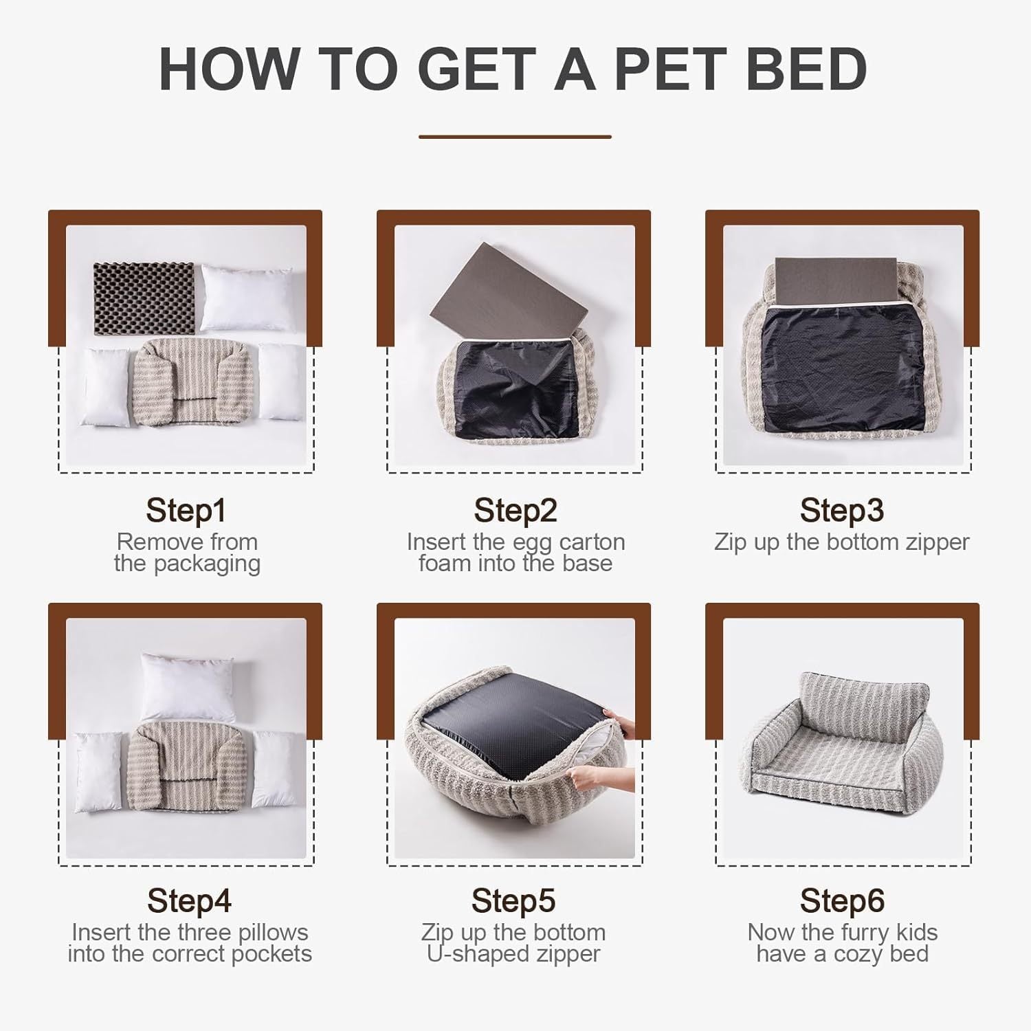 Mewoo Orthopedic Cat Couch – 26"x19"x11.8" Indoor Pet Bed with Washable Cover & Non-Slip Bottom for Cats & Small Dogs