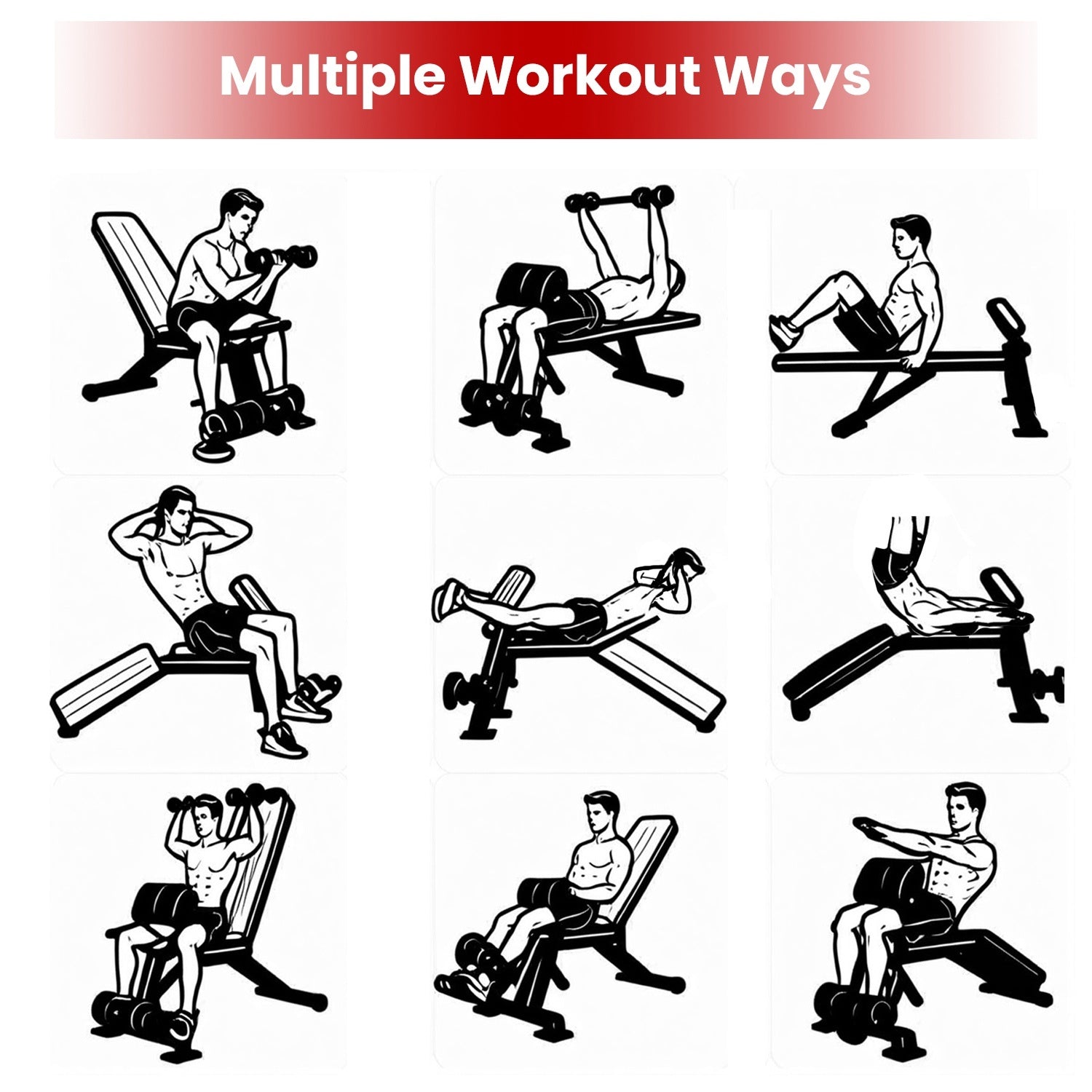 Adjustable Weight Bench with Preacher Curl Pad, Resistance Bands & Leg Extension – Home Gym Workout Bench 🏋️‍♂️🔥