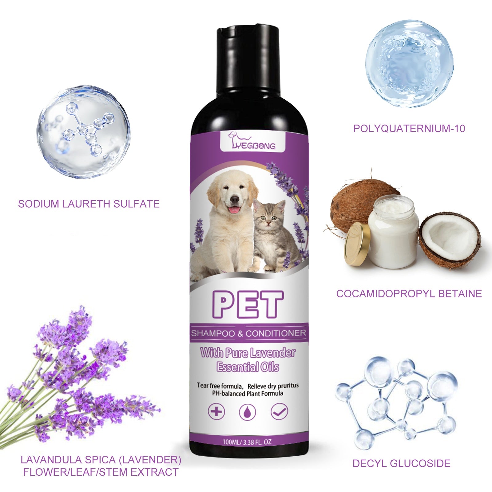 Pet Shampoo – Gentle Cleansing & Moisturizing Formula for Dogs & Cats, Reduces Odor & Supports Healthy Coat