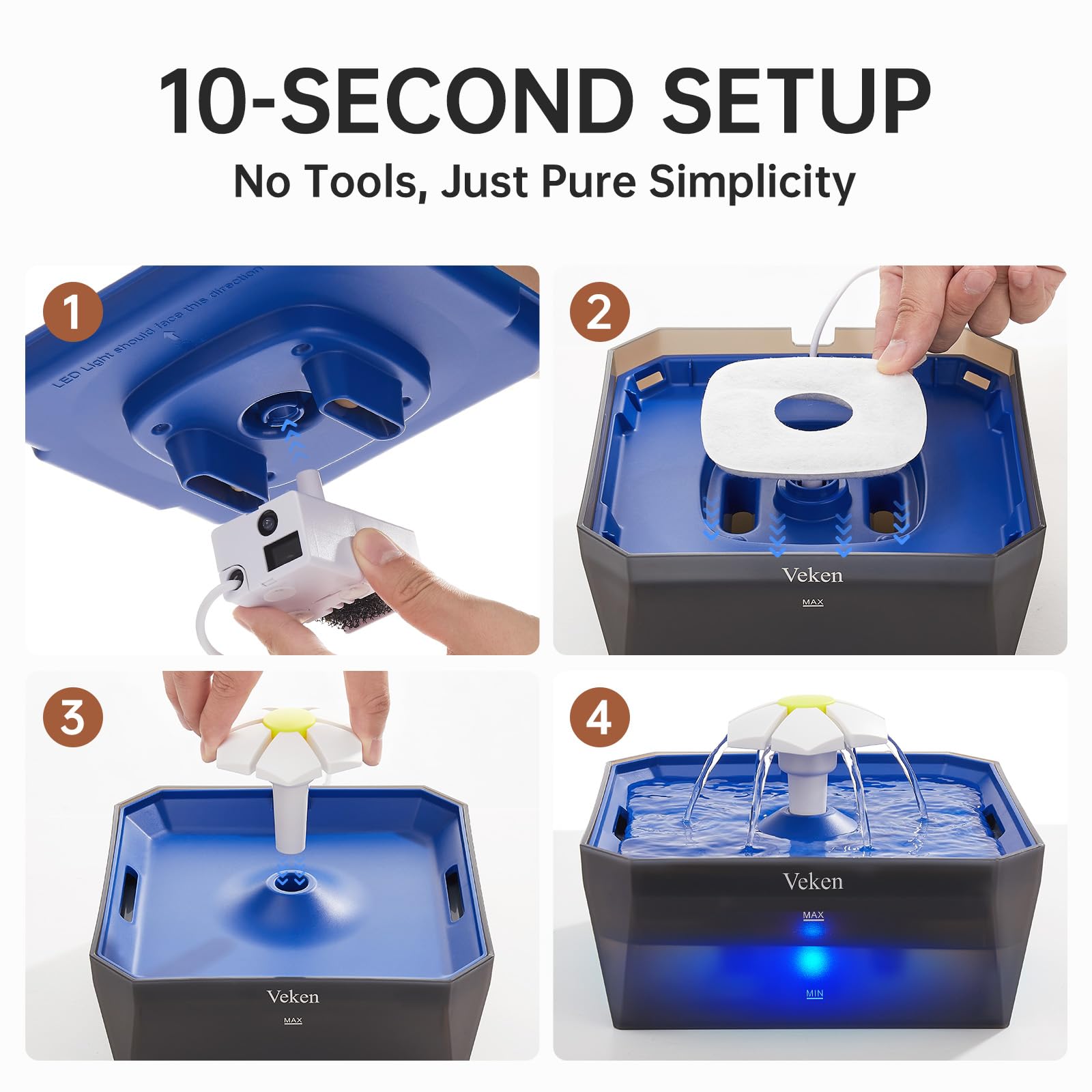 Award-Winning 50oz Cat Water Fountain – Ultra-Quiet 3-Mode Drinking System for Kittens & Small Pets