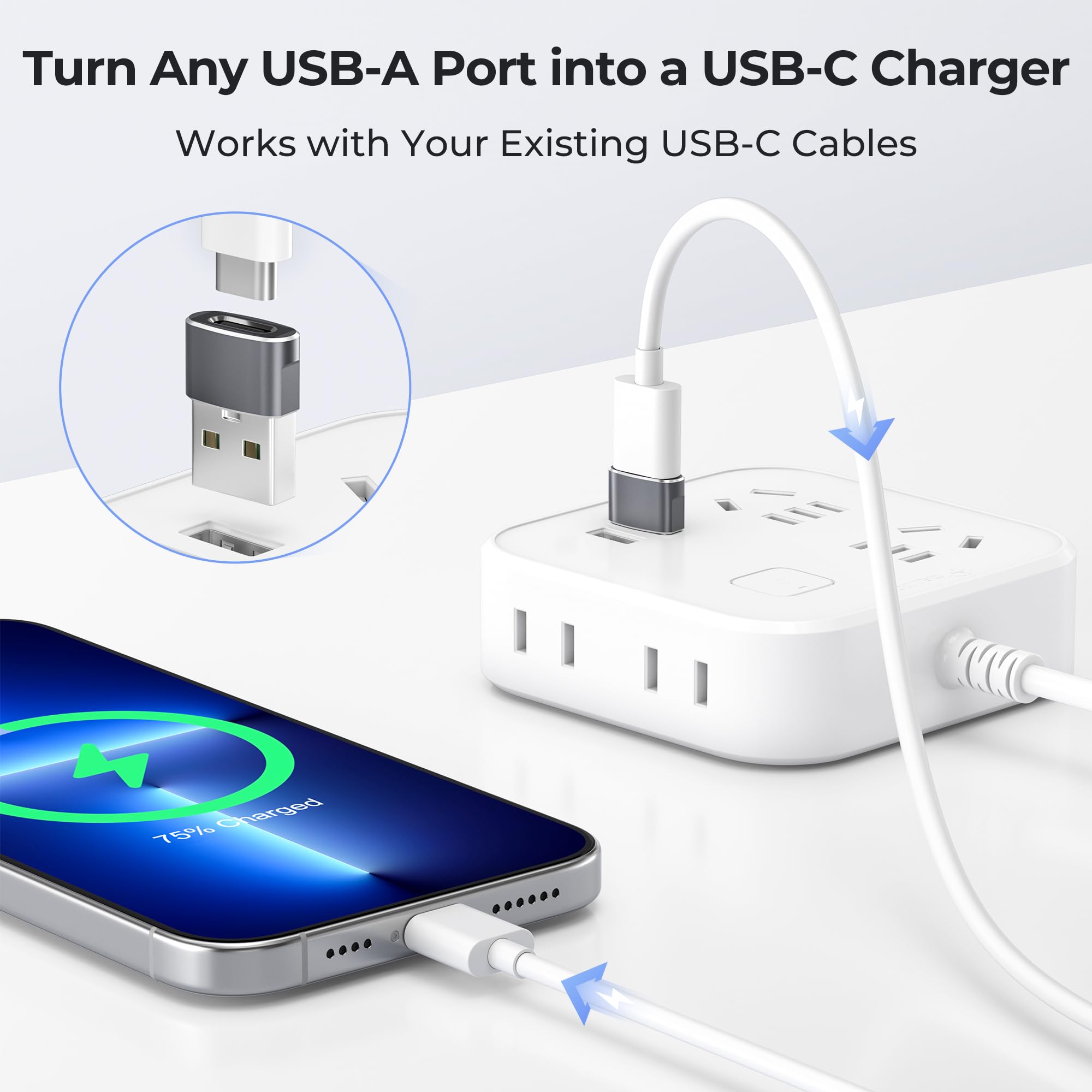 USB-A to USB-C Adapter – Aluminum Type-C Converter for Charging & Data Transfer
