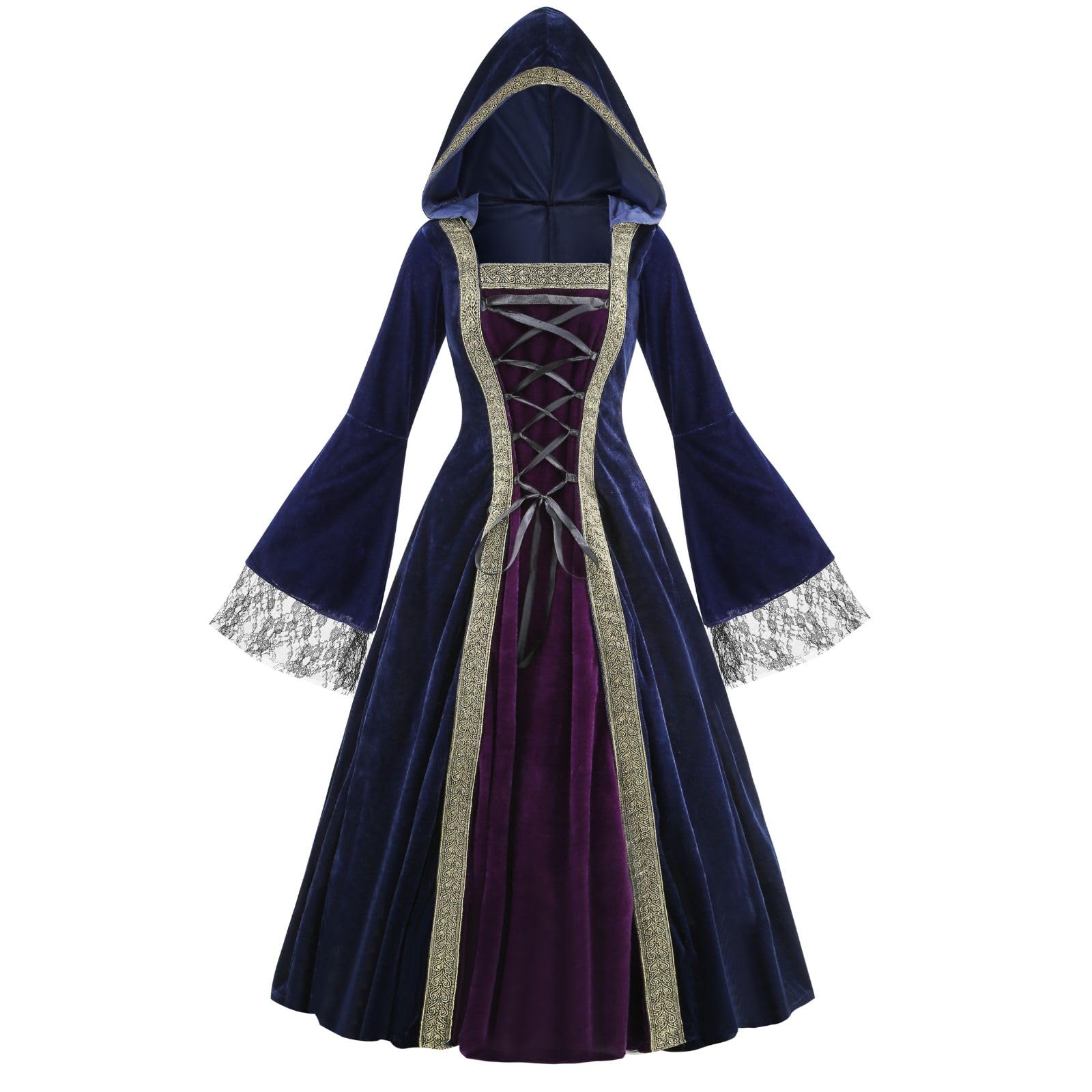Purple Medieval Renaissance Dress – Long Sleeve Vintage Gown for Cosplay, Halloween & Festivals 💜👑