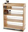 DINDON Solid Wood Pull-Out Spice Rack Cabinet Organizer – Slim Slide-Out Storage Shelf for Kitchen & Pantry (Natural Wood)