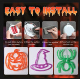 Halloween Window Lights Set – Pumpkins, Witch Hats & Spider LED Decor with Timer & Dual Lighting Modes (Battery Operated)