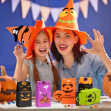 Halloween Candy Treat Bags – 80-Pack Trick-or-Treat Paper Gift Bags with 84 Stickers (10 Designs, Kids Party Favors)