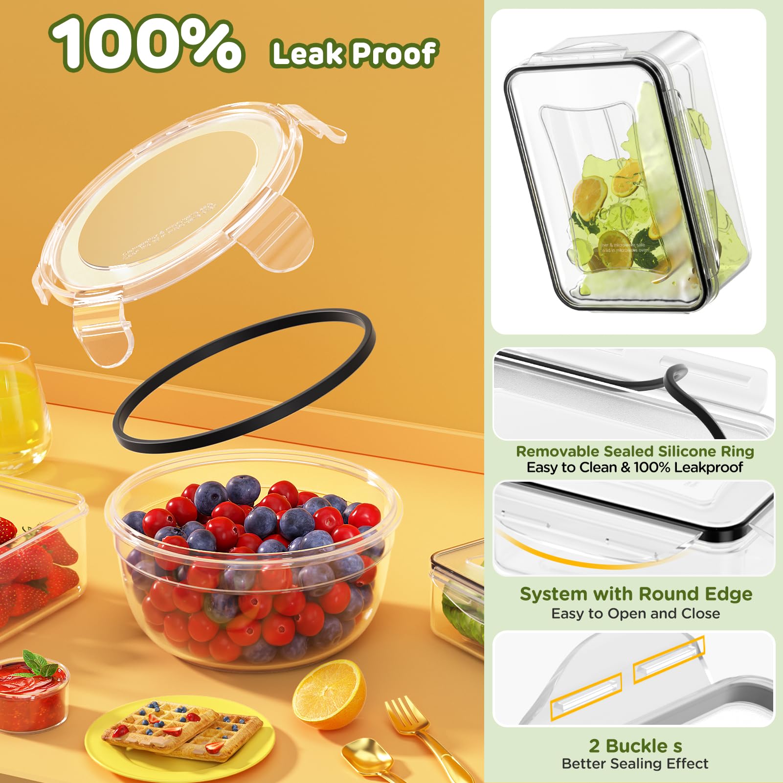 Food Storage Containers with Lids – 20-Piece BPA-Free Airtight Leakproof Set (Multi-Size)