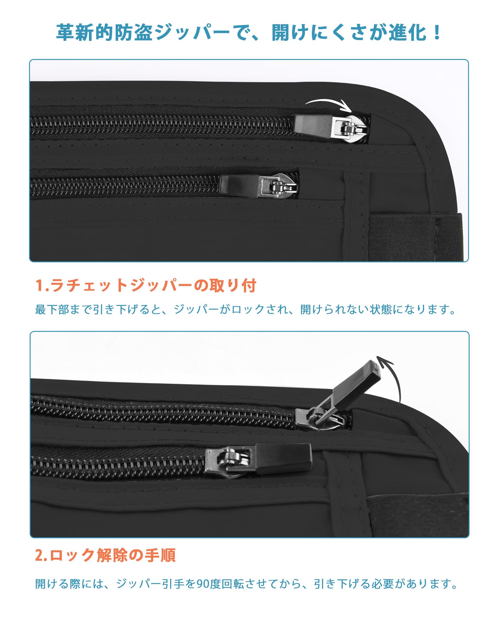 Travel Inspira XL RFID Travel Money Belt – Expanded Anti-Theft Hidden Pouch with Secure Zip (Black)