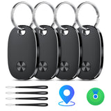 weTag Pro Bluetooth Tracker Tags 4 Pack, Apple Find My Compatible Item Locator with Sound Alert & Waterproof Design – Black