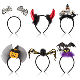 6-Pack Halloween Glitter Headbands – Witch Hat, Pumpkin & Bat Hair Accessories for Women & Kids