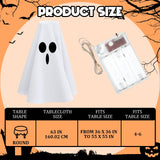Light-Up Ghost Candy Bowl Decoration with LED String Lights – 63” Halloween Table Cover Set (White & Black)
