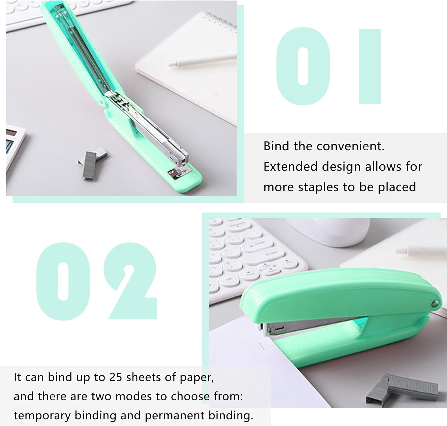 Green Desk Organizer and Office Supplies Set