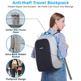 Oscaurt Anti-Theft 15.6-Inch Laptop Backpack with Hidden Zippers & USB Charging Port – Light Grey