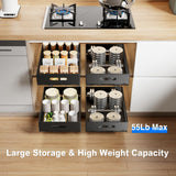 Peel & Stick Pull-Out Cabinet Organizer – 2-Pack Silent Sliding Drawers in Heavy-Duty Carbon Steel (Black)