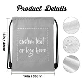 ZAACUSTOM Personalized Drawstring Backpack – Waterproof Oxford Cloth Custom Logo Gym & Sports Cinch Sack (Grey)