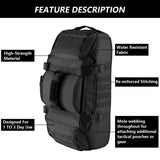 HANNIBAL Tactical 65L 3-in-1 Duffle Backpack – MOLLE Military-Style Gym & Travel Bag (Black)