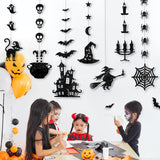 7PCS Glitter Black Halloween Garlands – Pre-Strung Hanging Decorations with Spiders, Bats & Witches