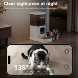 Smart Automatic Cat Feeder with 5L Food Storage, HD Camera, App Control, Motion Detection, and Two-Way Audio for Remote Feeding