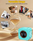 COWVTUJ Mint Green Flip Cube Pomodoro Timer with Visual LED Time Bars, Silent Mode & USB-C Rechargeable Design