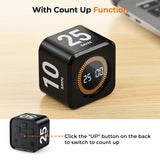 EOOCOO Visual Pomodoro Timer Cube with Gravity Flip, LED Progress Display & USB-C Rechargeable Design – Black