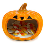 Hand-Painted Ceramic Pumpkin Candy Bowl – Halloween & Thanksgiving Table Decoration (Yellow)