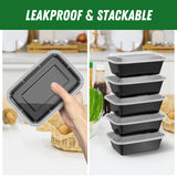 Dealusy 24oz Meal Prep Containers with Lids – 50 Pack Reusable Leakproof Food Containers