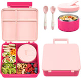 Pink 4-Compartment Bento Set with 8 oz Food Jar