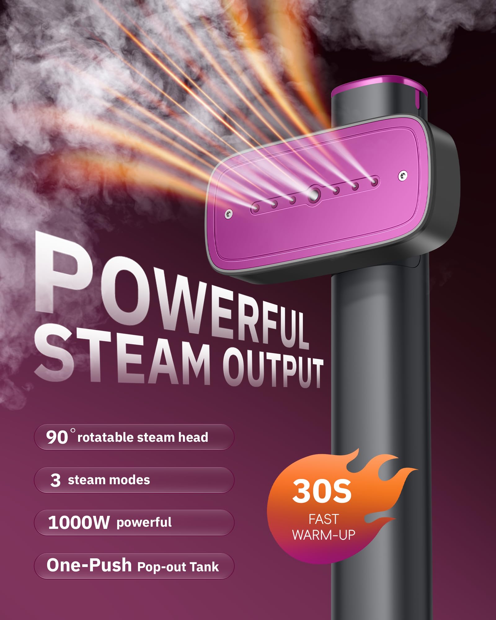 Dual Voltage 2-in-1 Handheld Garment Steamer Iron 1000W Portable Travel Wrinkle Remover with Rotating Head