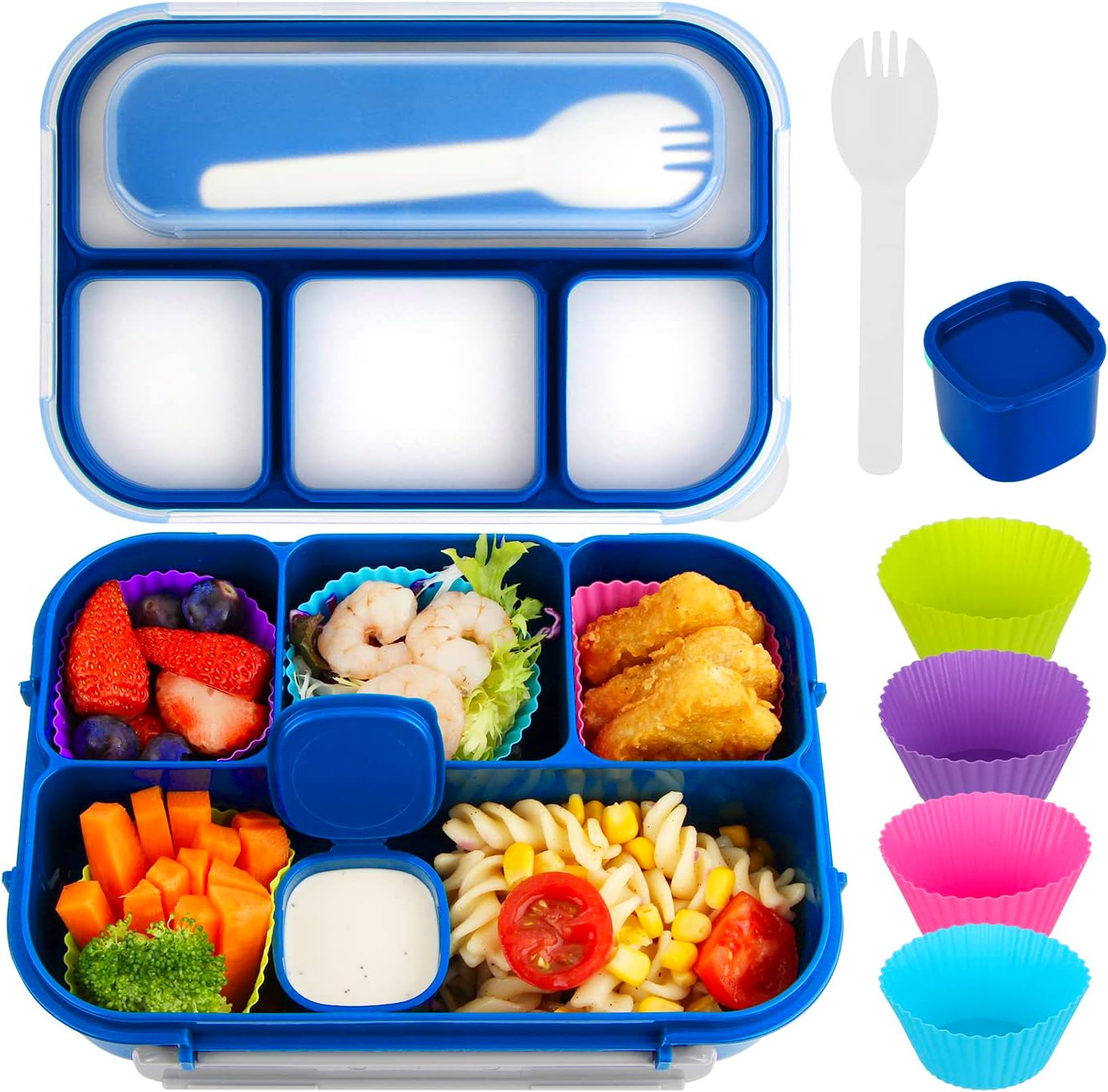 Yellow 1300 ml Bento Box with Dip Cup and Spork