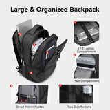 CROSSGEAR Large Travel Laptop Backpack – TSA Lock Anti-Theft Business Backpack with USB Port, Fits up to 17.3” Laptops (Black)