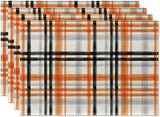 Halloween Placemats Set of 4 – Orange & Black 100% Polyester Table Mats by Artoid Mode (18x12”)