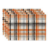 Halloween Placemats Set of 4 – Orange & Black 100% Polyester Table Mats by Artoid Mode (18x12”)