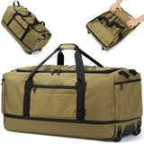 Laripwit Extra-Large Expandable Rolling Duffle Bag 130L–170L, Collapsible Heavy-Duty Travel Duffel with Wheels (Brown)