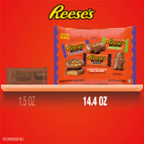 REESE’S Assorted Milk Chocolate Peanut Butter Shapes – Snack Size Halloween Candy, 14.4 oz Bag