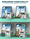 TECSIX Universal Travel Adapter – Compact 2500W Worldwide Plug Adapter for 200+ Countries (White)