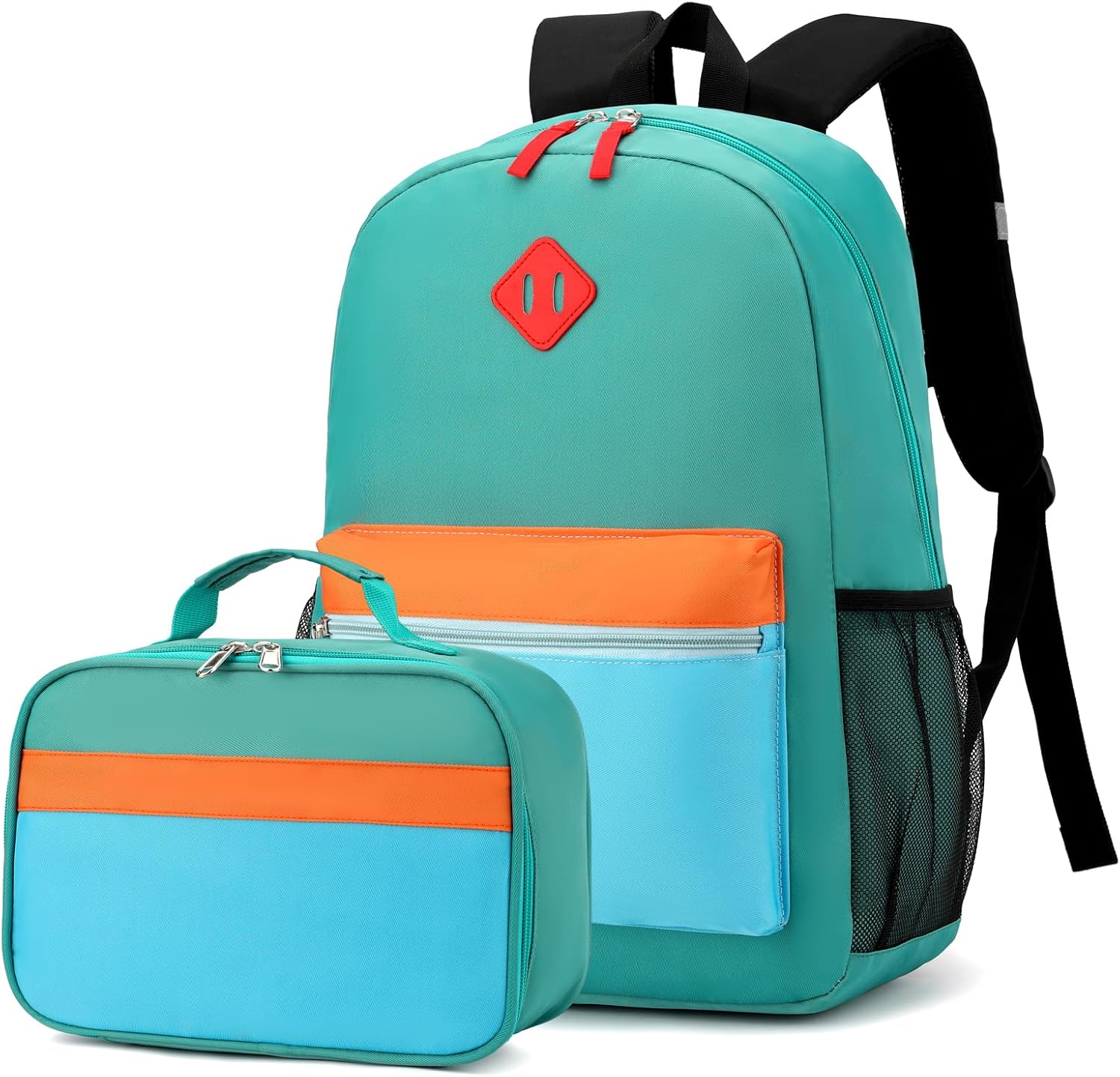 Black Grey Kids Backpack Set with Insulated Lunch Bag