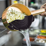 Clip-On Silicone Strainer for Pots & Pans – Heat Resistant Compact Food Drainer