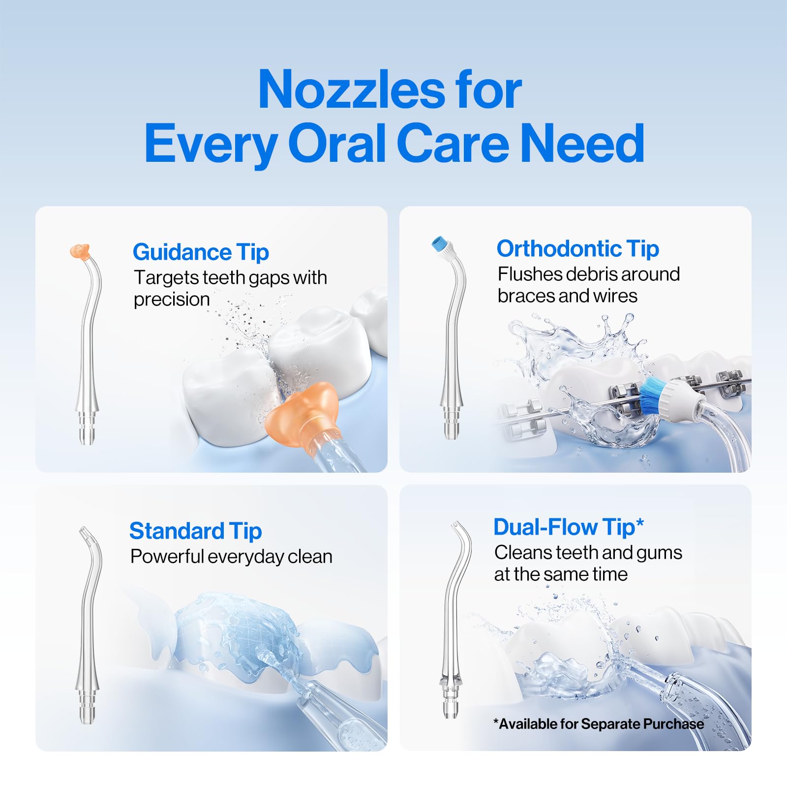 Portable Water Flosser for Teeth Cleaning – Cordless Dental Oral Irrigator with 4 Modes, Long Battery Life & IPX7 Waterproof Design (White)