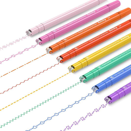 8-Color Dual-Tip Curve Highlighter Pen Set