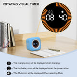 Rotating Visual Pomodoro Timer Cube with LED Ring, Memory Preset & Detachable Silicone Cover, Rechargeable Flip Countdown for Study, Work & Kitchen – Black