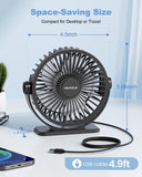 TriPole USB Desk Fan Portable Mini Personal Cooling Fan with 3 Speeds, 360° Adjustable Head and Quiet Strong Airflow for Office & Travel