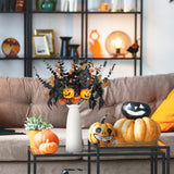 Halloween Artificial Maple Leaf & Pumpkin Floral Stems – 10Pcs Black & Orange Table Vase Decorations (19.5”)
