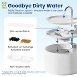 Luxury White Ceramic Cat Water Fountain with Faucet Spout – Ultra Quiet 5-Layer Filtration System
