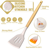 34-Piece Silicone Kitchen Utensils Set with Wooden Handles & Holder – BPA-Free Cooking Tools