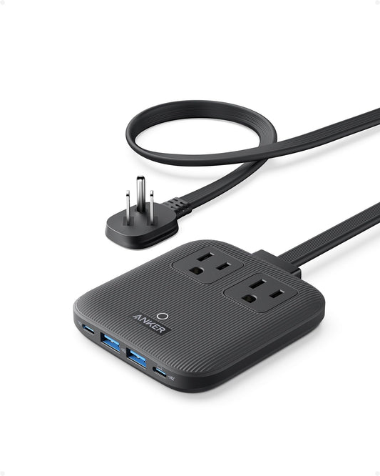 Anker Nano 67W Charging Station, 6-in-1 USB C Power Strip with Flat Plug