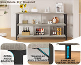 5-Cube Industrial Storage Organizer – Modern Horizontal Bookcase & TV Stand with Metal Frame (Light Grey Oak)