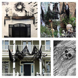 5PCS Black Halloween Creepy Cloth Set – Stretchy Gauze Fabric for Indoor & Outdoor Spooky Decorations (30" x 72")